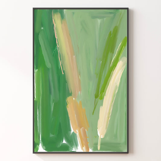 Green & Beige Paint Stroke Poster